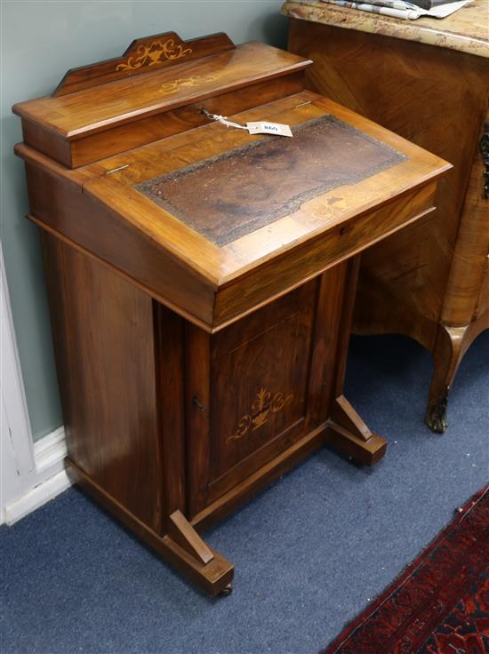 A Edwardian inlaid walnut davenport W.53cm